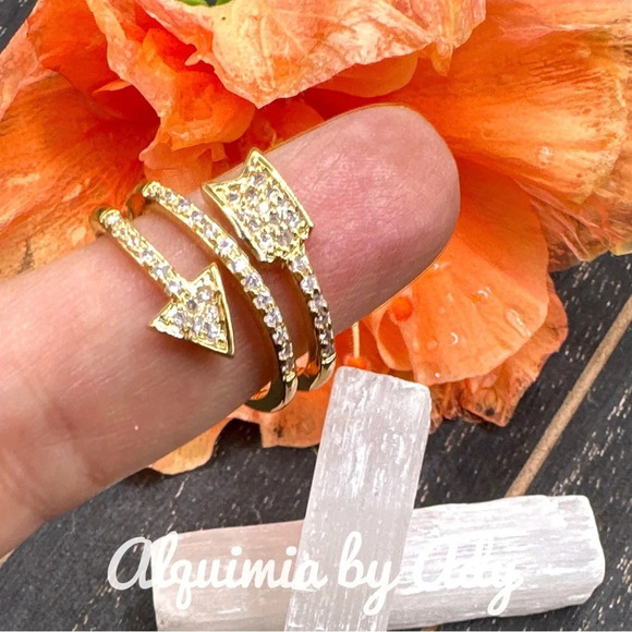 Gold/zirconia pave diamond style chunky lux ring band maximalist - Picture 2 of 7